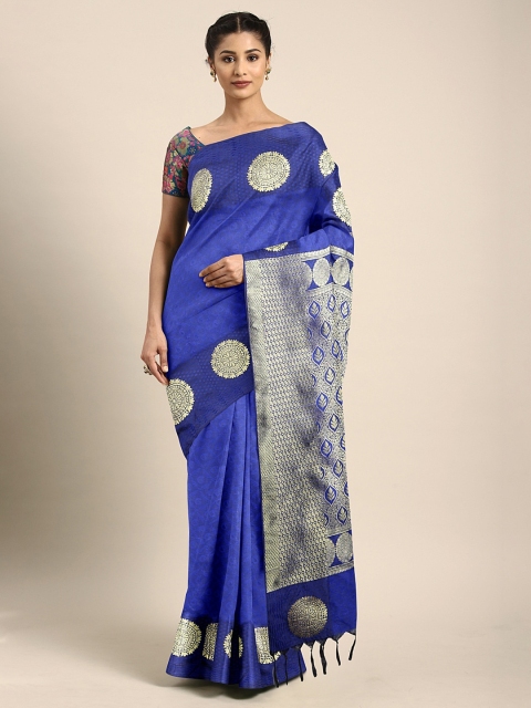 

Pothys Blue & Gold-Coloured Art Silk Woven Design Saree