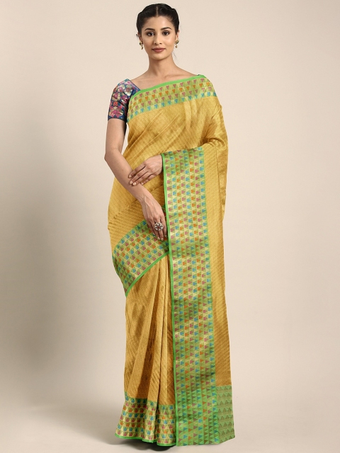 

Pothys Beige & Green Tissue Woven Design Saree