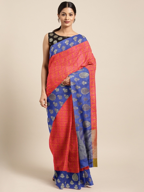 

Pothys Pink & Yellow Jute Silk Woven Design Saree