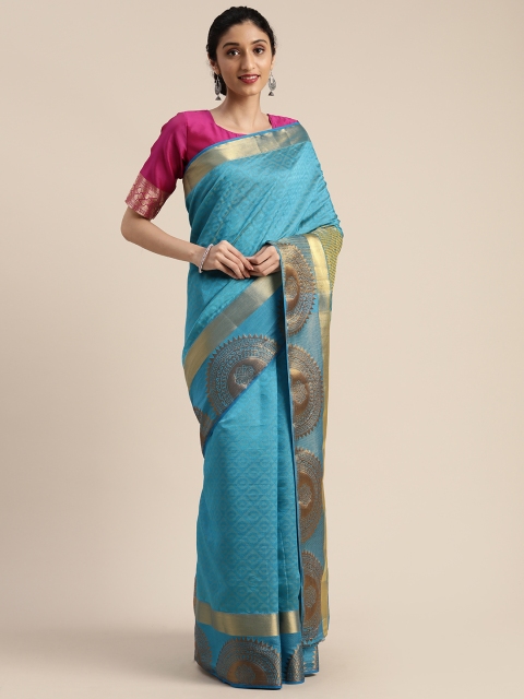 

Pothys Blue Woven Design Jute Silk Saree