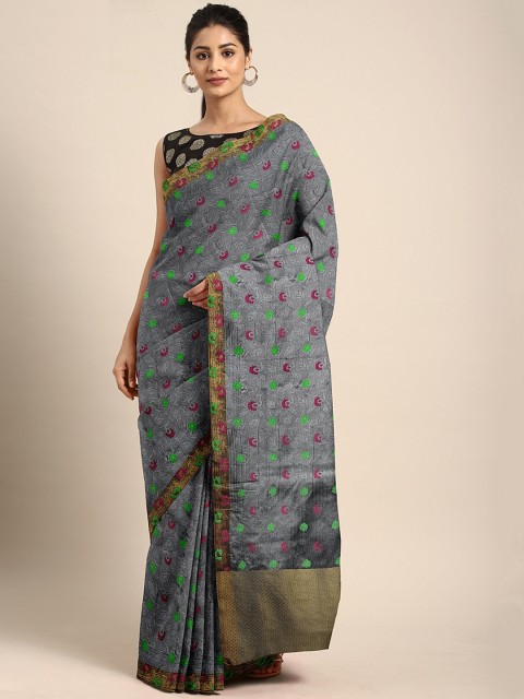

Pothys Grey & Golden Tissue Woven Design Tanchui Silk Saree