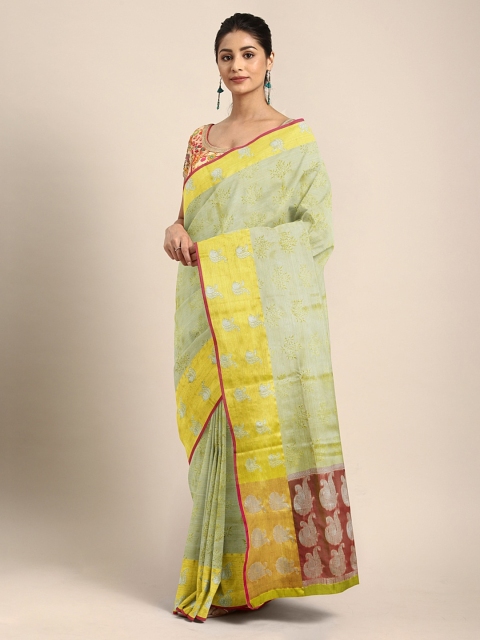 

Pothys Green & Yellow Tissue Woven Design Saree