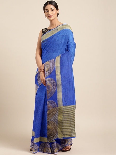 

Pothys Blue Woven Design Jute Silk Saree