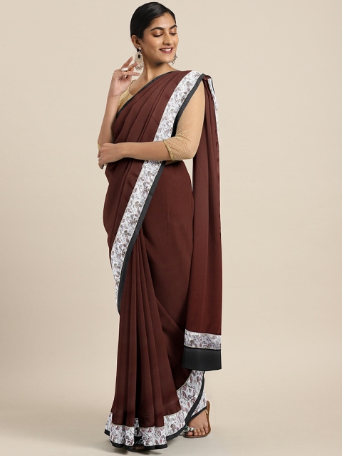 

Pothys Maroon Solid Pure Georgette Saree