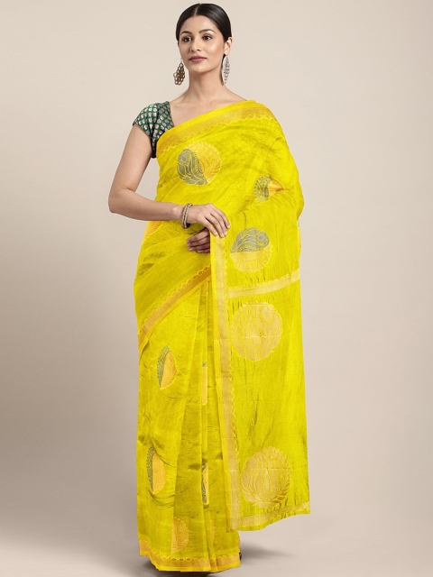 

Pothys Yellow Woven Design Jute Silk Saree