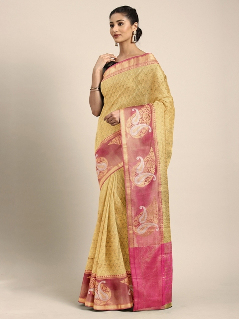 

Pothys Golden & Pink Tissue Woven Design Patola Saree, Gold