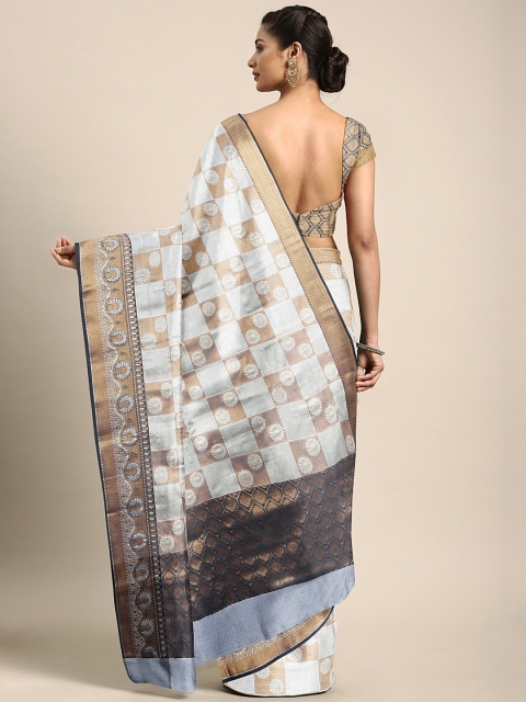 

Pothys Grey & Brown Tissue Printed Saree