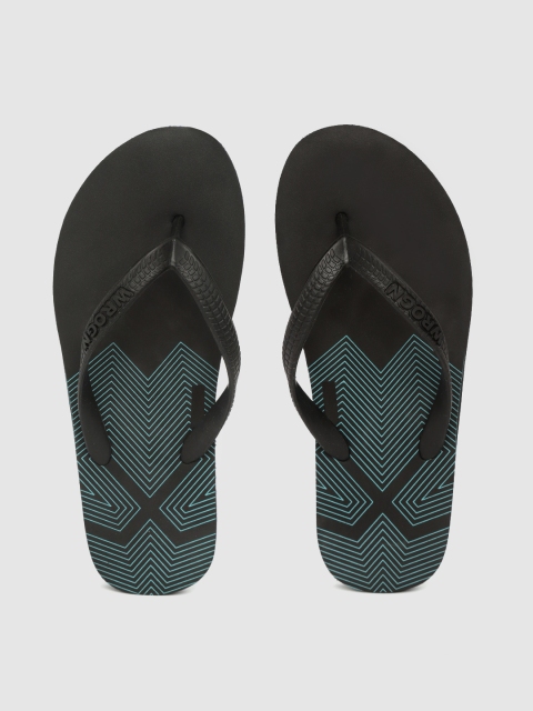 

WROGN Men Black & Blue Brand Logo Print Thong Flip-Flops