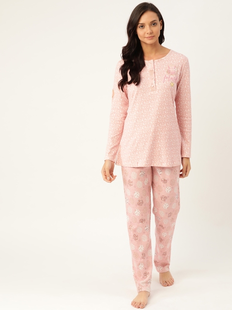 

Sweet Dreams Women Pink & Off-White Ditsy Floral Print Night suit