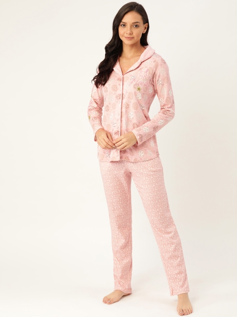 

Sweet Dreams Women Pink & Off-White Conversational Print Night suit