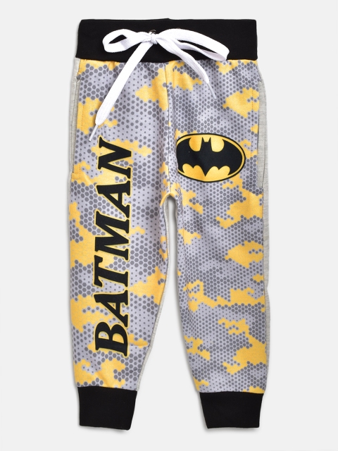 

Eteenz Boys Grey & Mustard Yellow Batman Print Pure Cotton Joggers