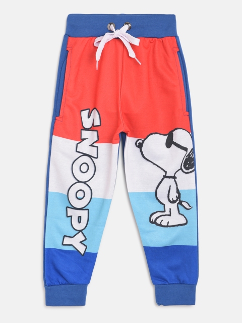 

Eteenz Boys Orange & Blue Snoopy Print Cotton Joggers