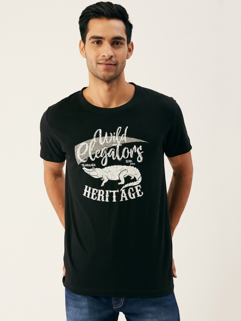 

THE CHAMBAL Men Black & White Printed Round Neck T-shirt