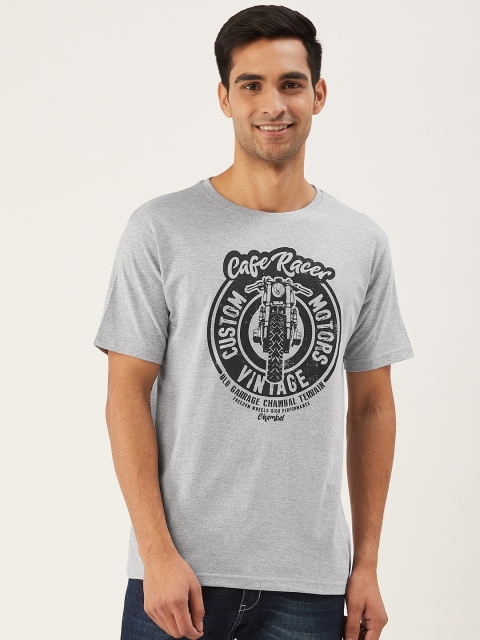 

THE CHAMBAL Men Grey Melange & Black Typography Print Round Neck Bio-Wash T-shirt