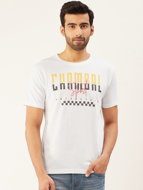 

THE CHAMBAL Men White & Black Printed Round Neck T-shirt