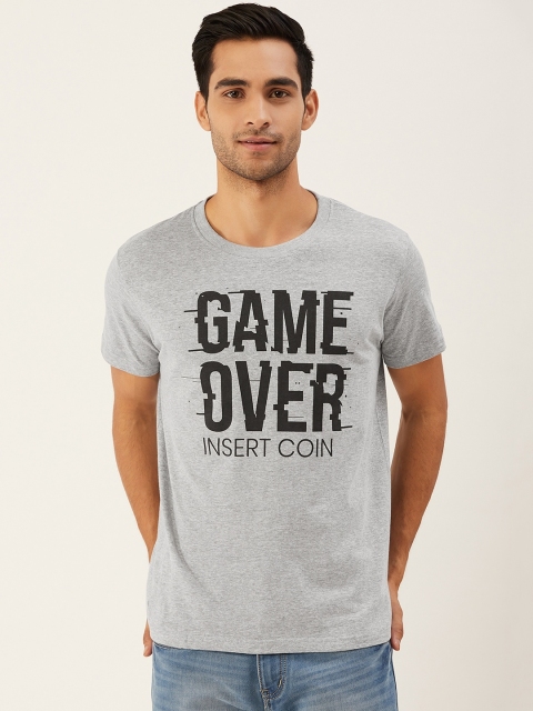 

THE CHAMBAL Men Grey Melange Typography Print Round Neck Bio-Wash T-shirt