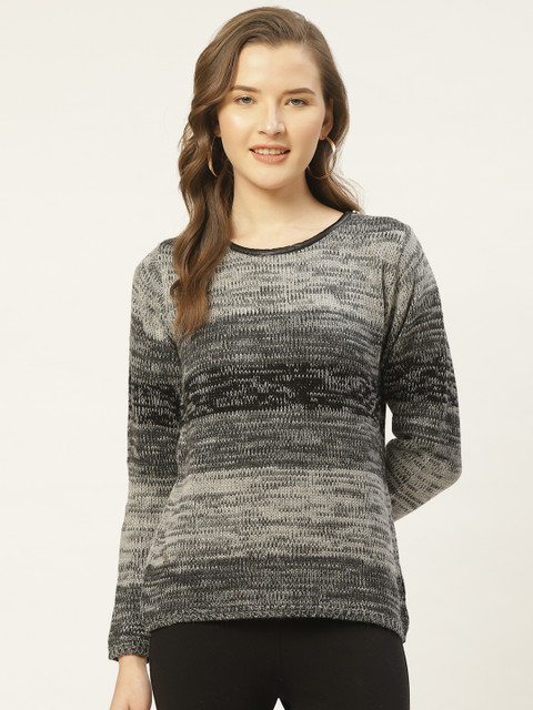 

Duke Women Grey & Black Self Design Pullover Sweater