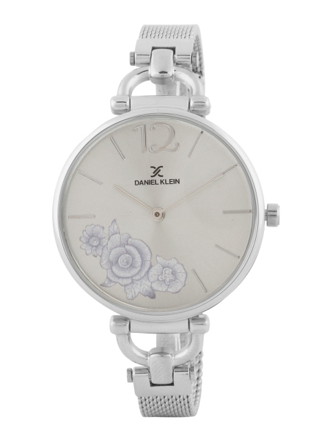 

Daniel Klein Women Silver-Toned Floral Embossed Analogue Watch DK.1.12416-1