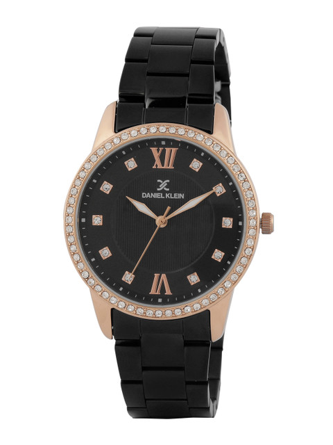 

Daniel Klein Women Black Textured Analogue Watch DK.1.12421-6