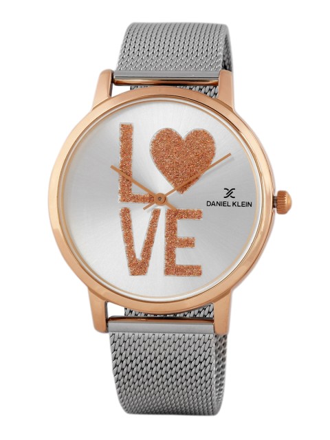 

Daniel Klein Women Silver-Toned Glitter Love Analogue Watch DK.1.12403-6