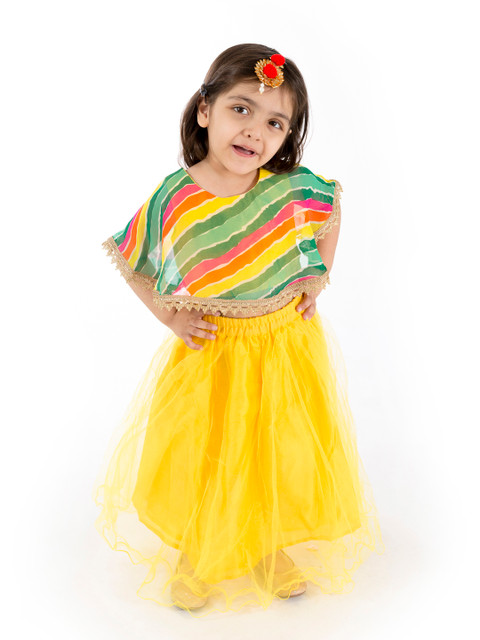 

pspeaches Yellow & Pink Embellished Ready to Wear Lehenga with Blouse