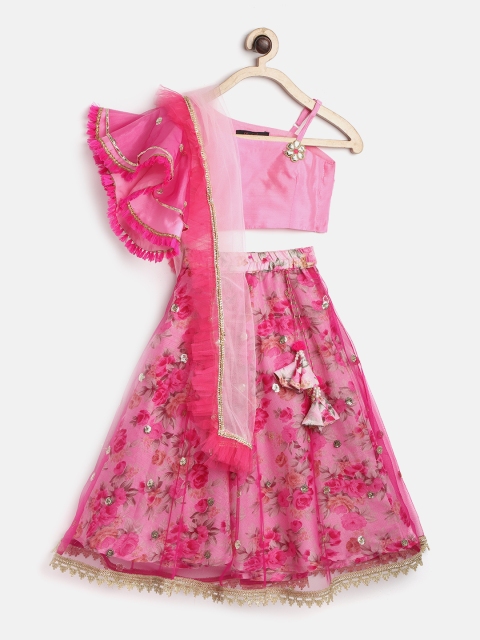 

pspeaches Pink & Gold-Toned Ready to Wear Lehenga & Blouse with Dupatta