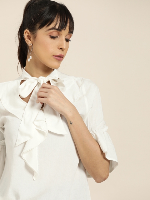 

Moda Rapido Women White Solid Top