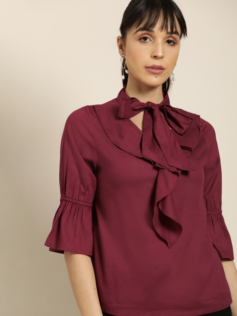 

Moda Rapido Women Burgundy Solid Top
