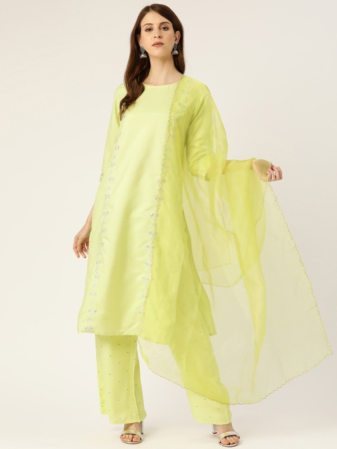 

Moda Rapido Women Lime Green Embroidered Kurta with Palazzos & Dupatta