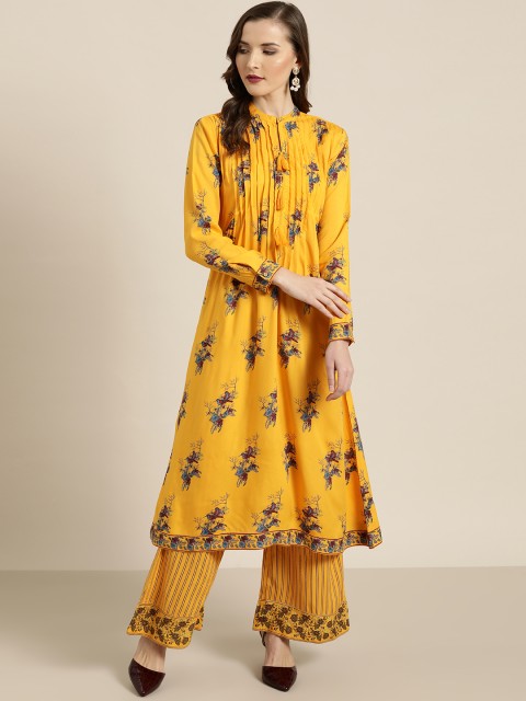 

Moda Rapido Women Yellow & Blue Printed Kurta with Palazzos