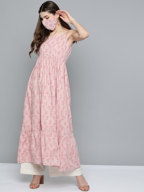 

HERENOW Women Pink Floral Print A-Line Kurta