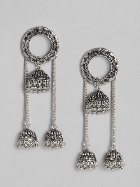 

Anouk Silver-Plated Oxidized Dome Shaped Jhumkas
