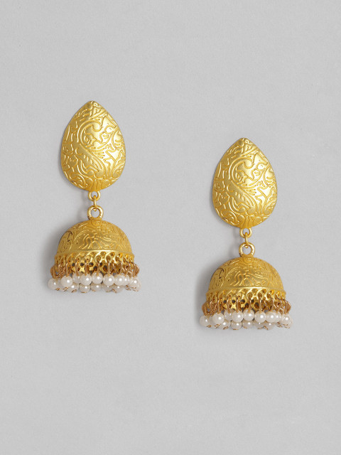 

Anouk Gold-Toned & White Dome Shaped Jhumkas