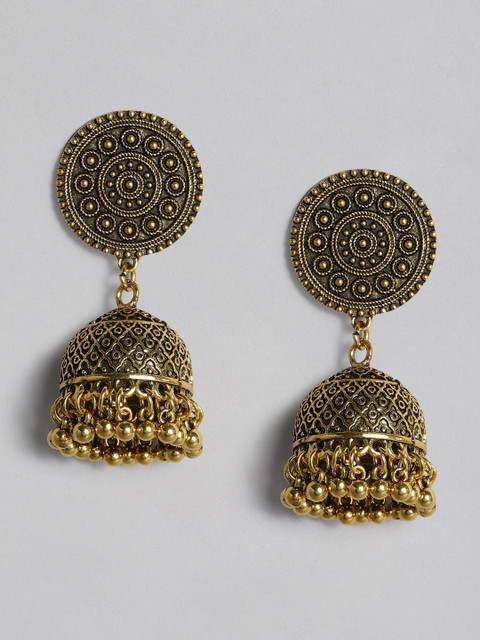 

Anouk Antique Gold-Plated Dome Shaped Jhumkas