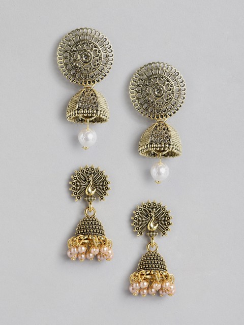 

Anouk Set of 2 Antique Gold-Plated Beaded Dome-Shaped Jhumkas