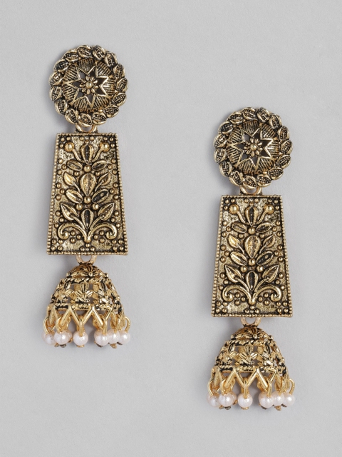 

Anouk Gold-Plated Oxidised Beaded Floral Jhumkas