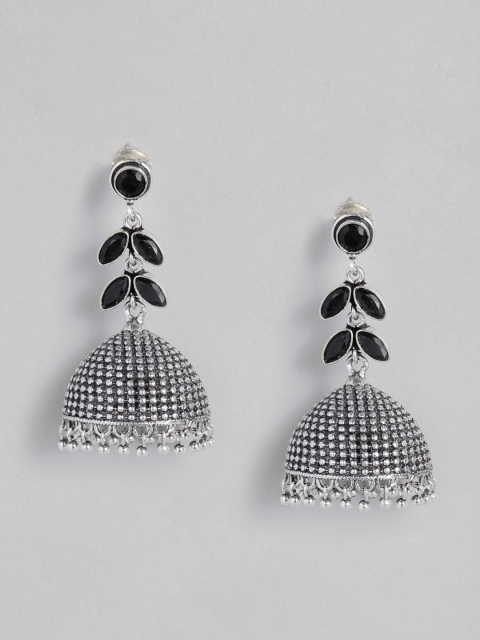 

Anouk Oxidised Silver-Plated Dome Shaped Jhumkas