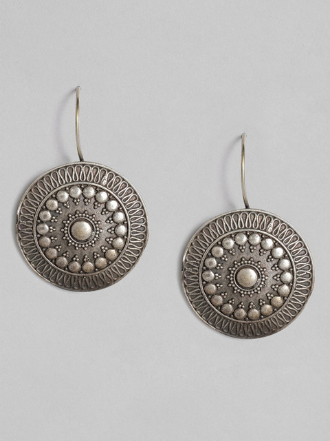 

Anouk Silver-Plated Oxidised Circular Drop Earrings