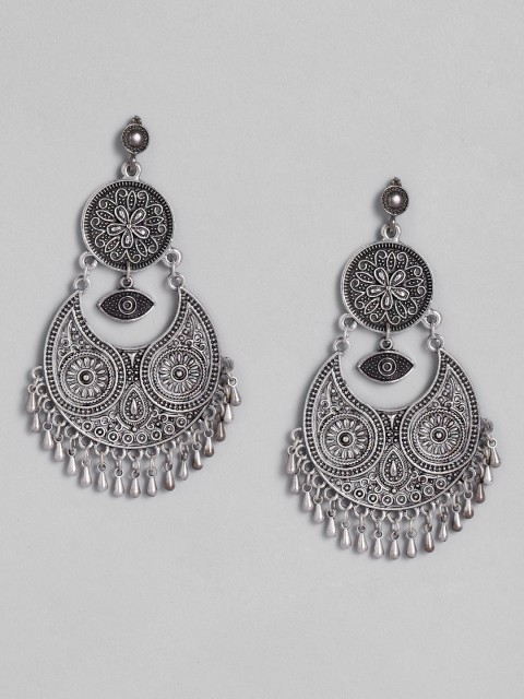 

Anouk Oxidized Silver-Plated Crescent Shaped Drop Earrings