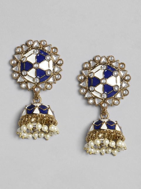 

Anouk Blue Gold-Plated Dome Shaped Jhumkas