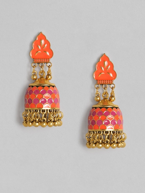 

Anouk Coral Orange Gold-Plated Dome Shaped Jhumkas