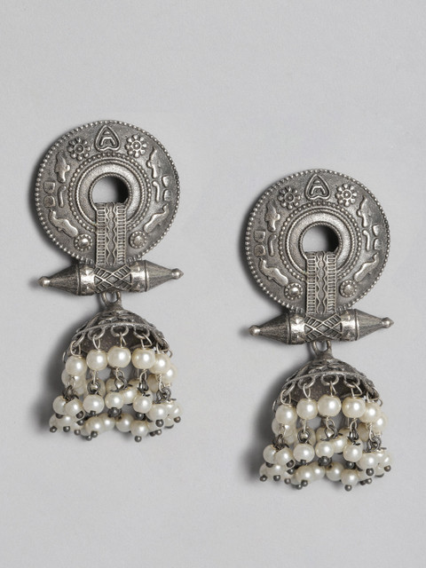 

Anouk Silver-Plated Oxidised Dome Shaped Jhumkas