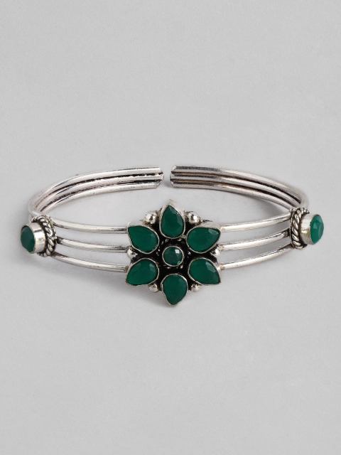 

Anouk Women Silver-Plated Green Oxidised Kada Bracelet