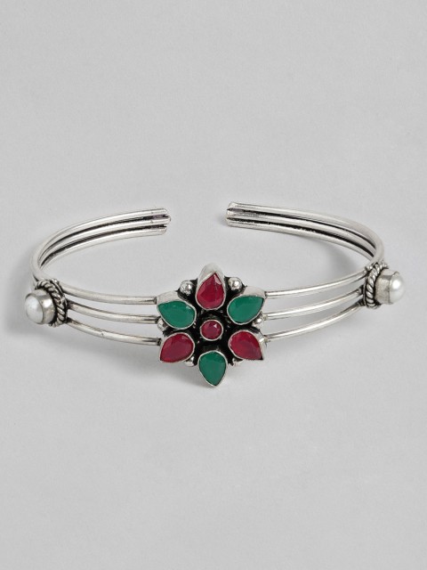 

Anouk Women Oxidised Silver-Plated & Maroon Kada Bracelet