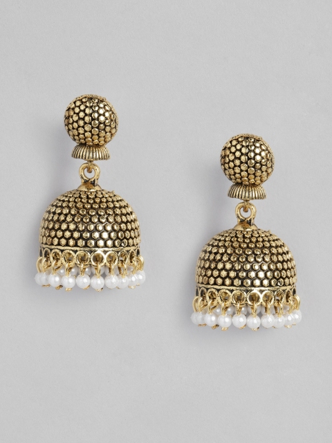 

Anouk Antique Gold-Plated Dome Shaped Jhumkas
