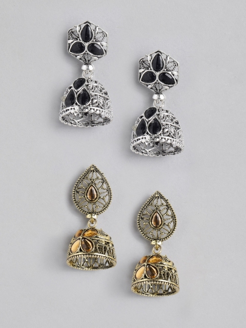 

Anouk Set of 2 Stone-Studded Dome-Shaped Jhumkas, Gold