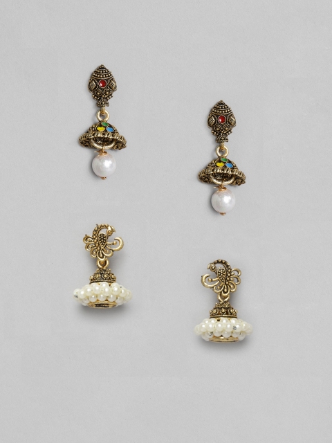 

Anouk Set of 2 Gold-Toned Antique Jhumkas