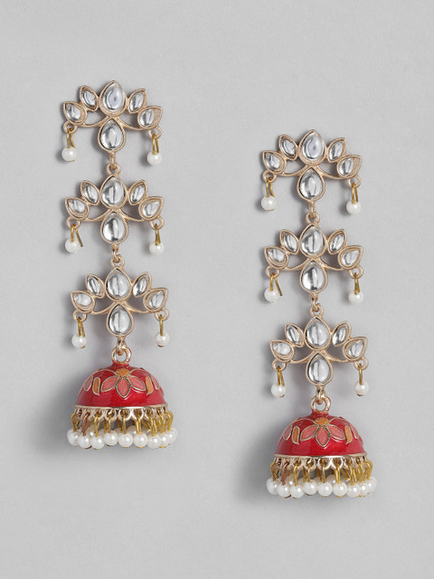 

Anouk Gold-Plated & Red Dome Shaped Drop Earrings