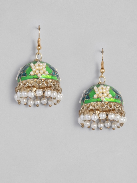 

Anouk Gold-Toned & Green Embellished Dome Shaped Jhumkas