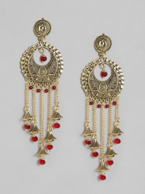 

Anouk Gold-Plated & Red Oxidised Beaded Circular Drop Earrings